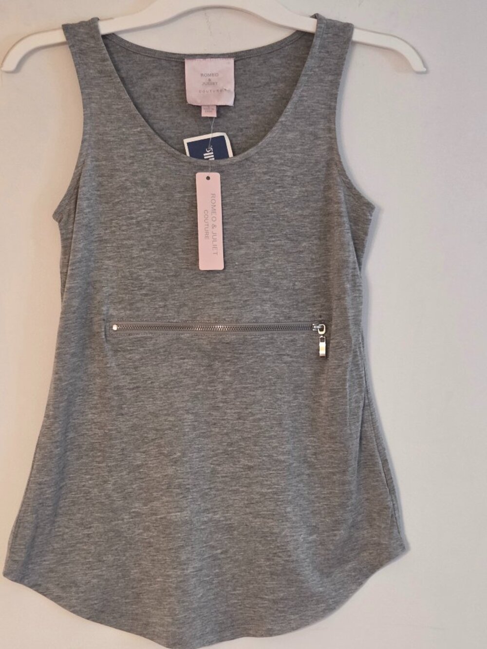 Romeo & Juliet Grey Tank Top With Zipper Front